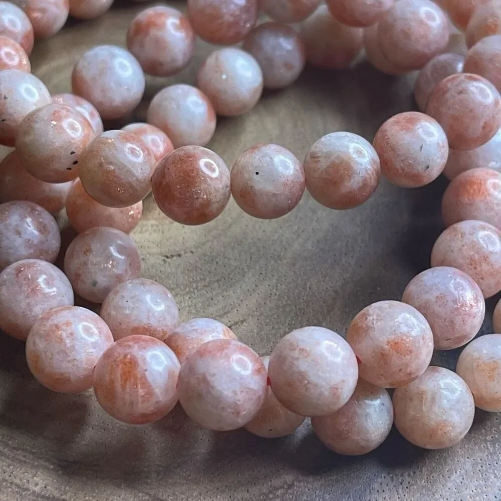 Sunstone stretch beaded bracelet 7” crystal healing beads 10mm Norse Viking